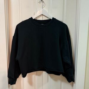 Oak + Fort Relaxed Fit Cropped Balloon Sleeve Crewneck | XS